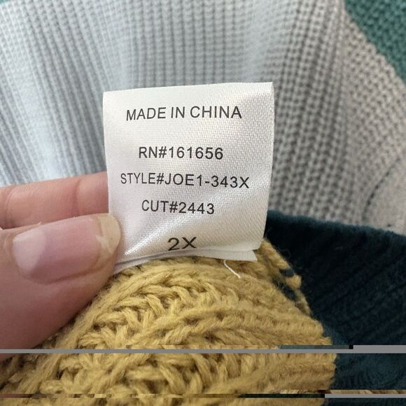 Sew In Love Lightweight Blue Green Yellow Striped Crewneck Sweater Sz 2X - Picture 5 of 5